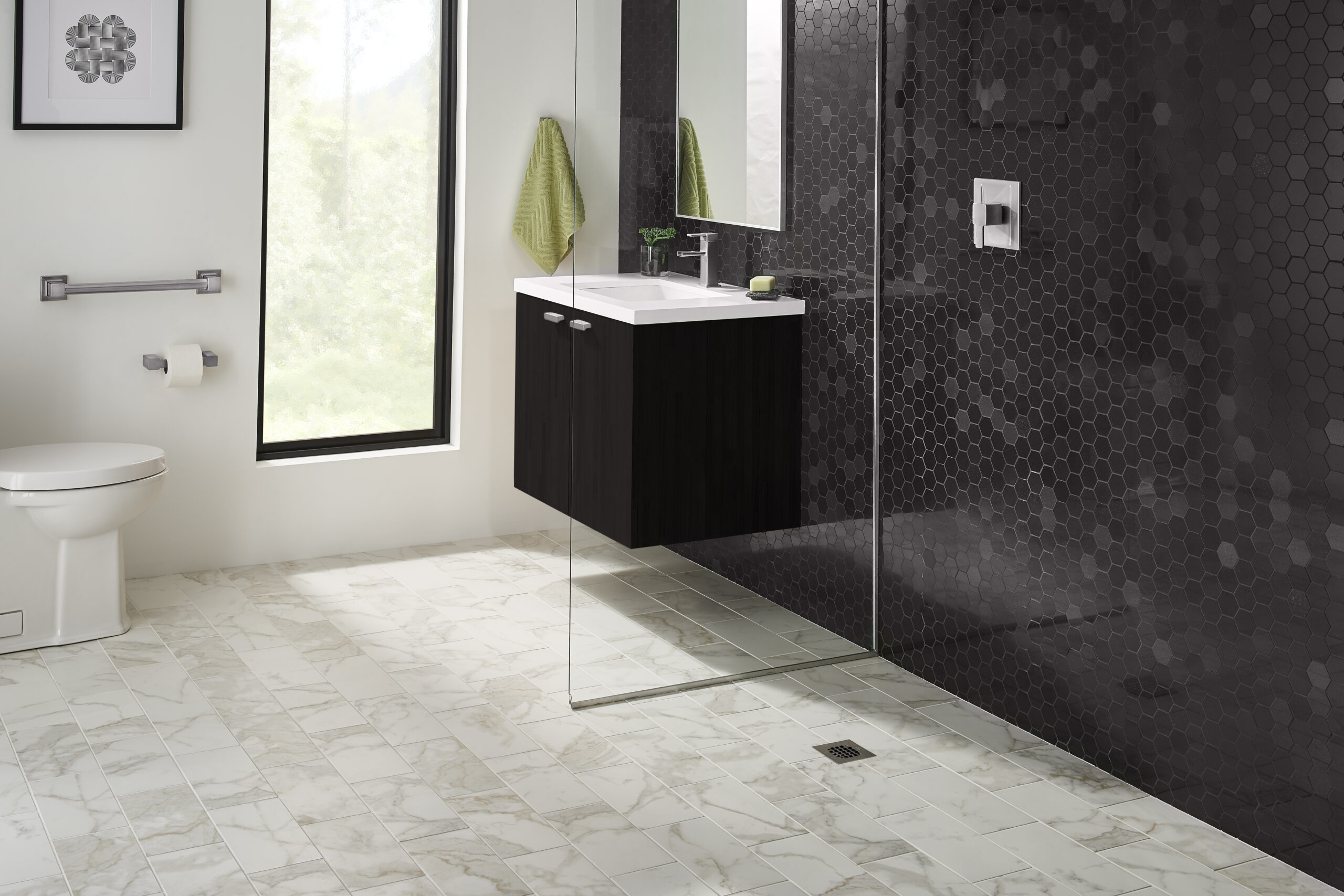 Absolute Black 2" Hexagon Polished Granite Mosaic Tile