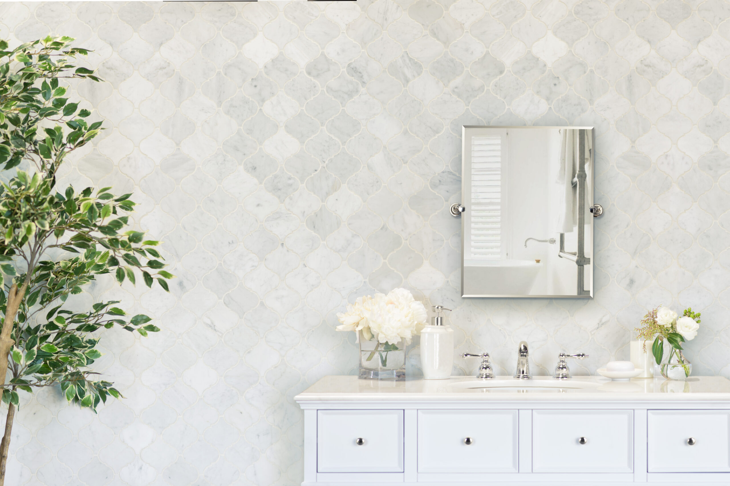 White Carrara Floor & Wall Mosaic - Image 2