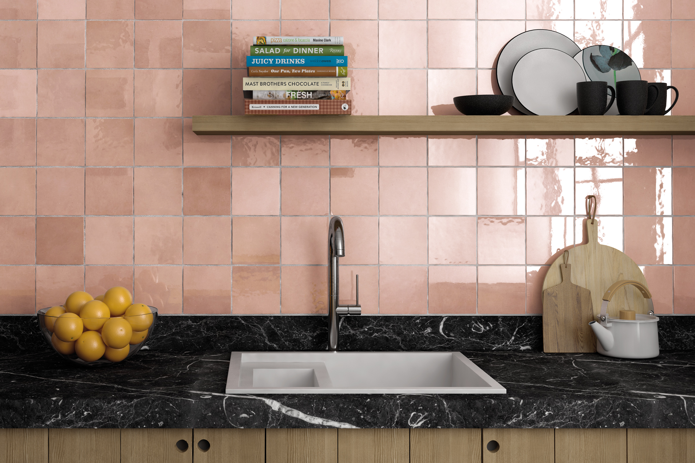 Cloe 5" x 5" Ceramic Tile in Pink