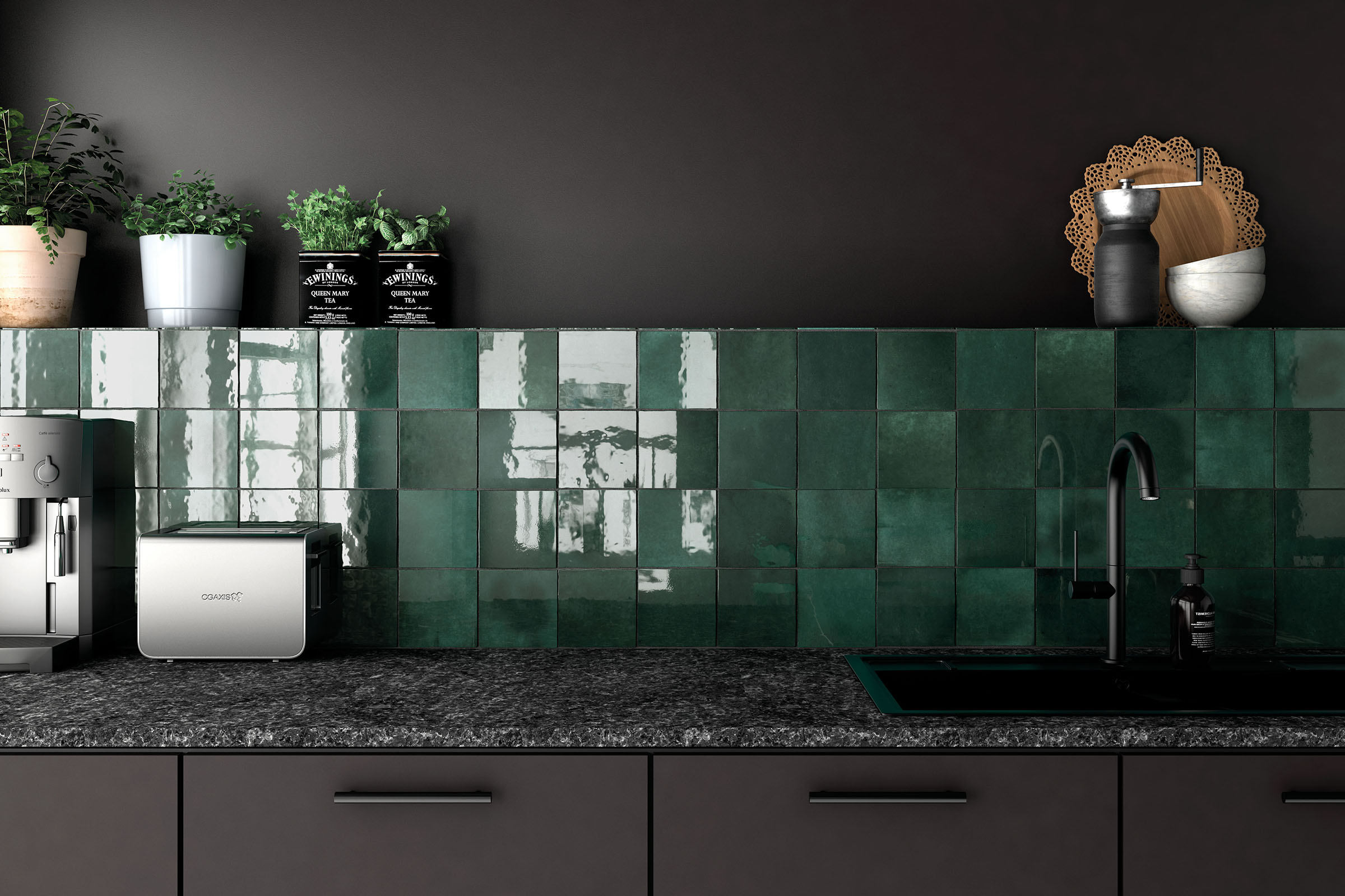 Cloe 5" x 5" Ceramic Tile in Green