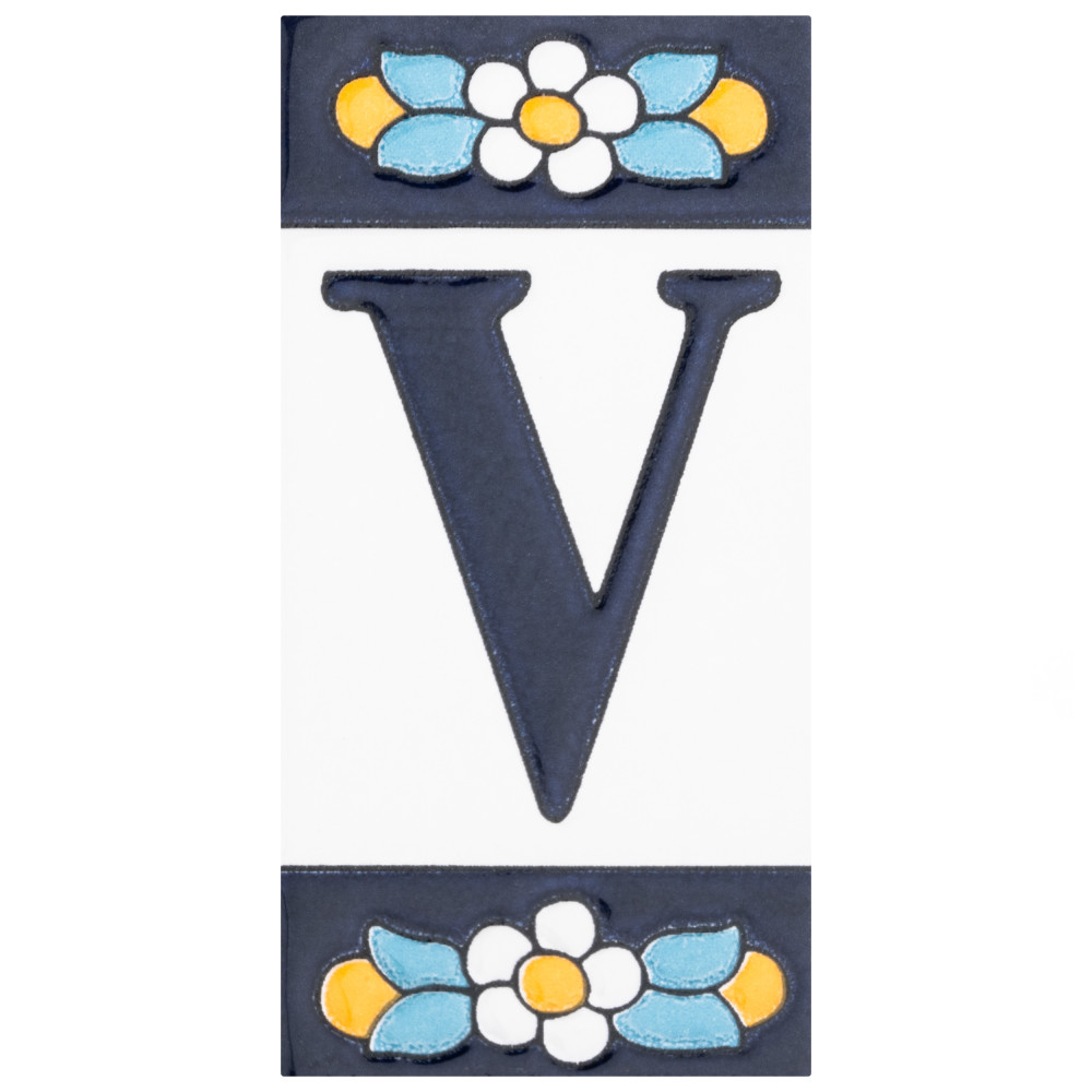 Sevillano Flora Address Letters V 2-1/8 in. x 4-3/8 in. Ceramic Wall Tile