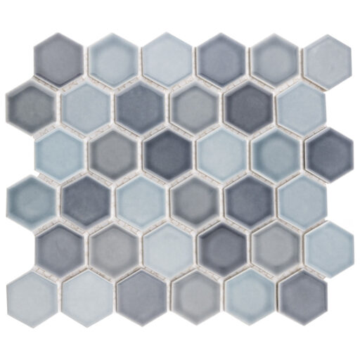 Hudson 2" Due Hex Stillwater 11-1/4 in. x 12-1/2 in. Porcelain Mosaic Tile