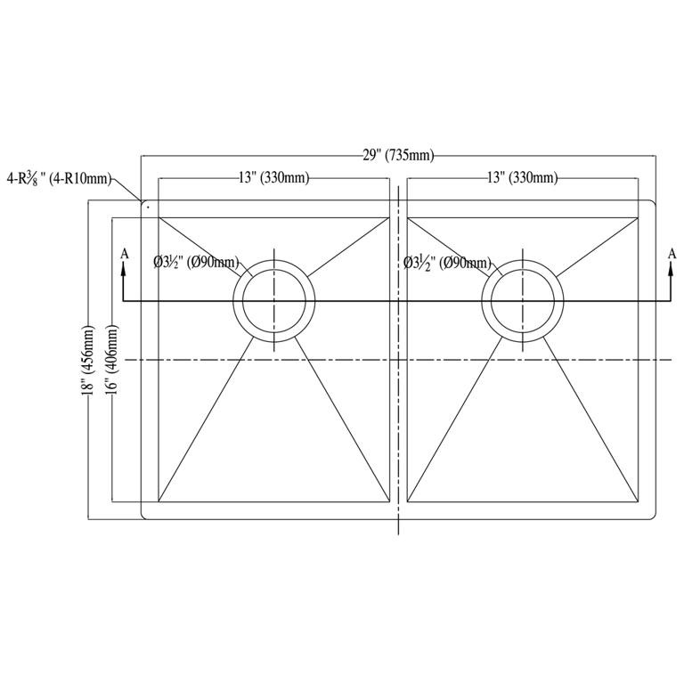 Dawn® Undermount Equal Double Square Sink