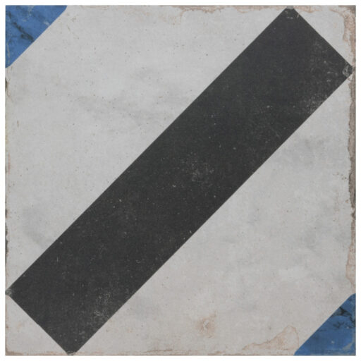 Renaissance Deco Indigo Frame 7-7/8 in. x 7-7/8 in. Porcelain Floor and Wall Tile