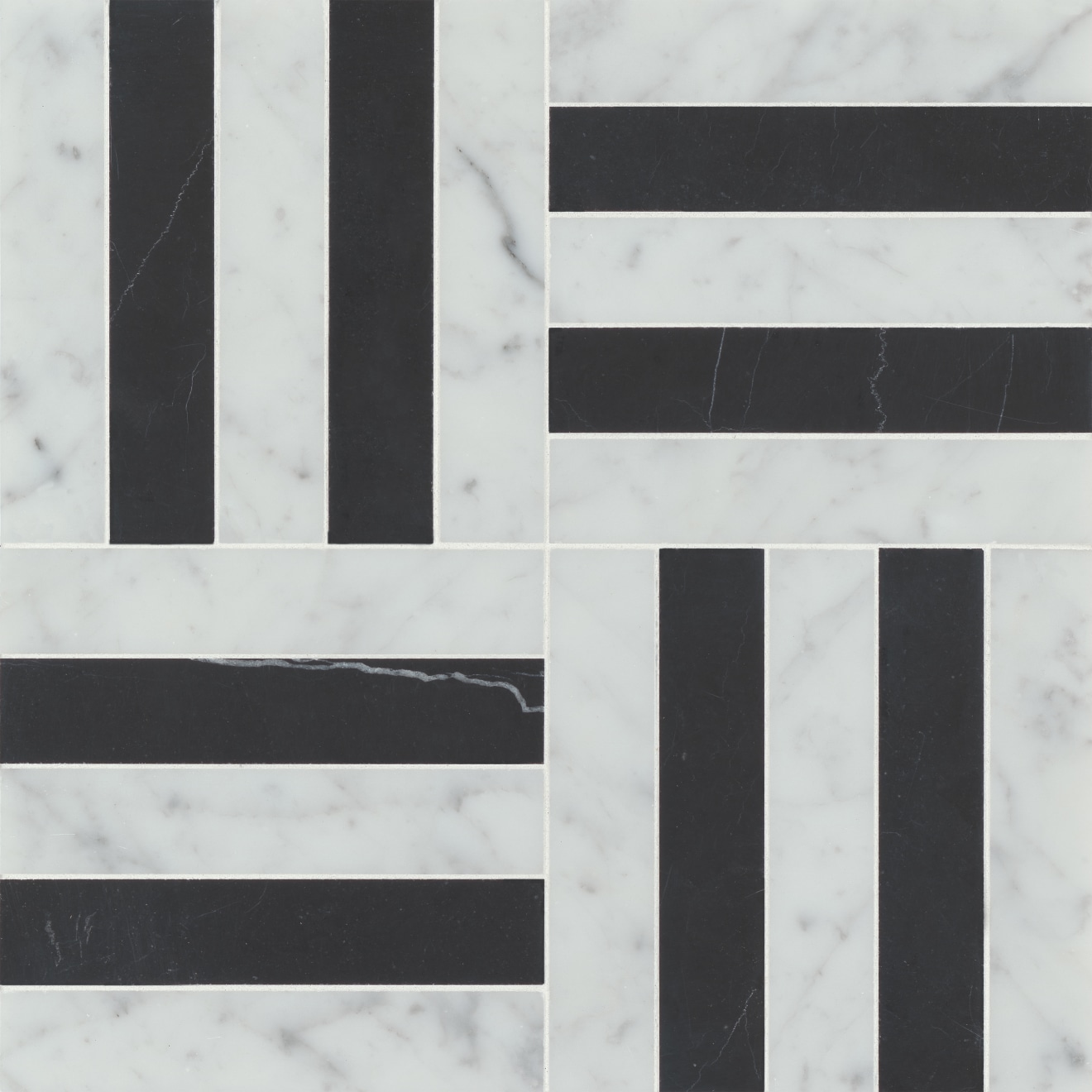 Matisse Mosaic 2 Marble Blend in White Carrara & Nero Marquina