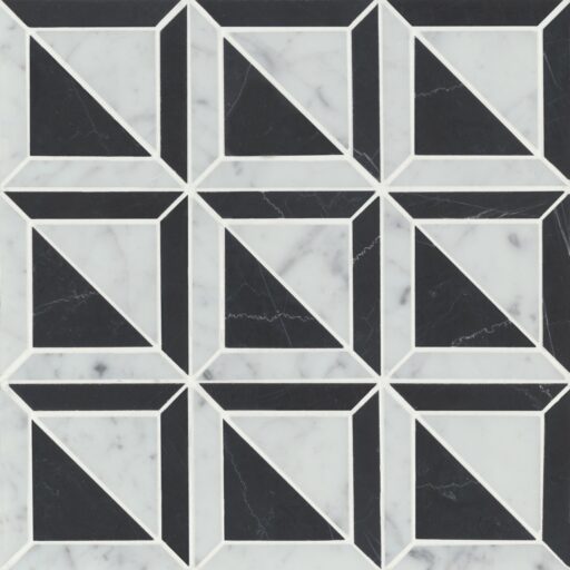 Matisse White Carrara & Nero Marquina Mosaic 3 Blend Honed
