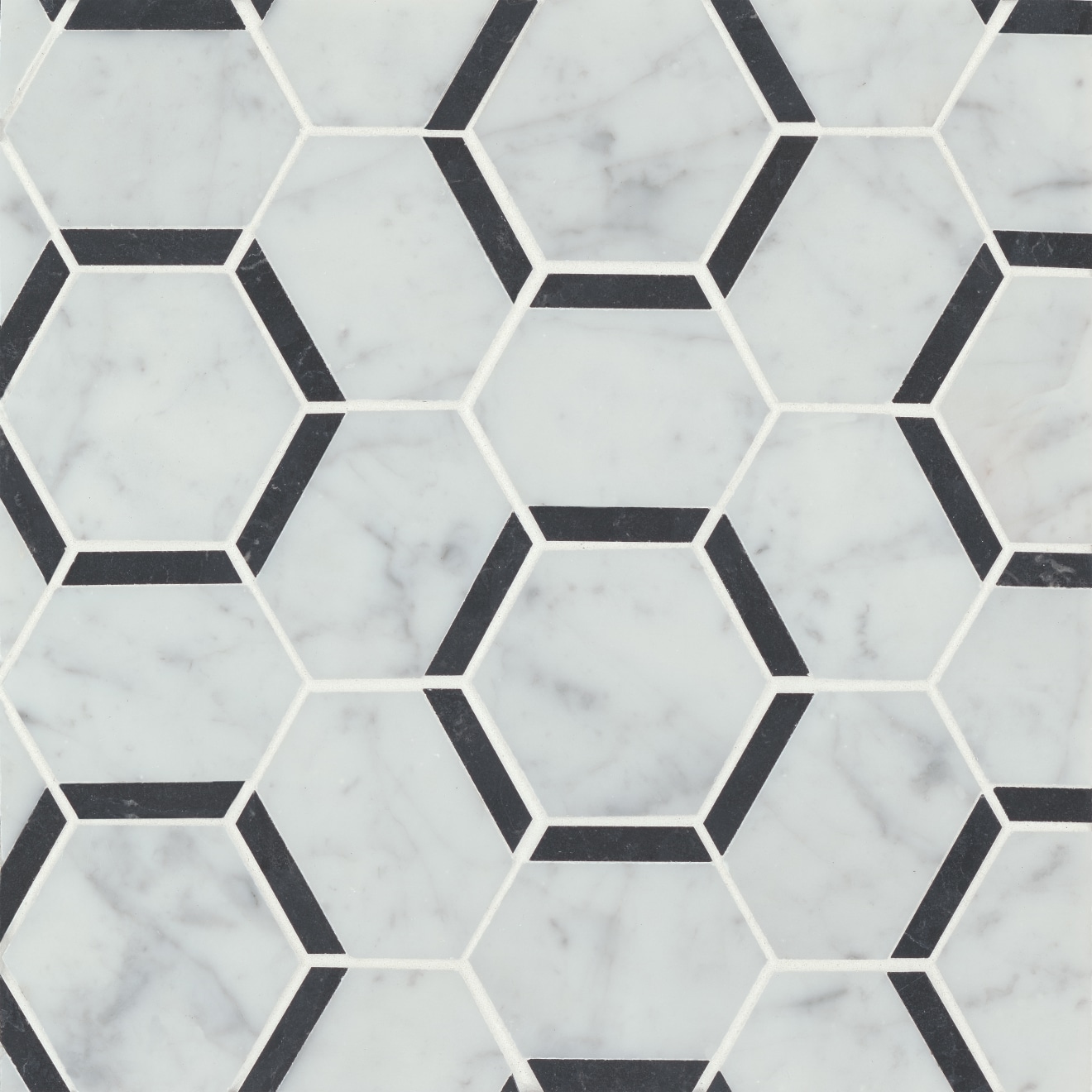 Matisse Mosaic 4 Marble Blend in White Carrara & Nero Marquina