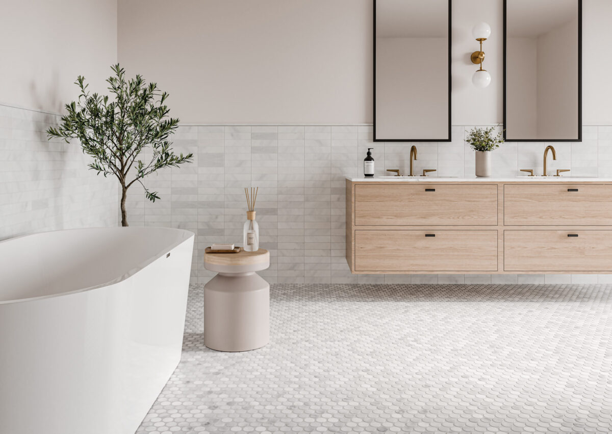 Monet White Carrara 2" x 8" Floor & Wall Tile Honed - Image 4