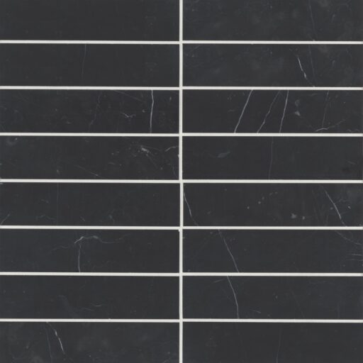 Monet Nero Marquina 2" x 8" Floor & Wall Tile Honed