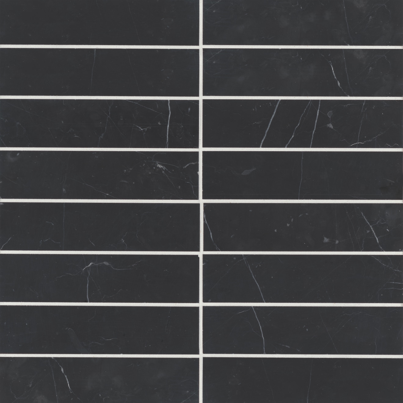Monet Nero Marquina 2" x 8" Floor & Wall Tile Honed