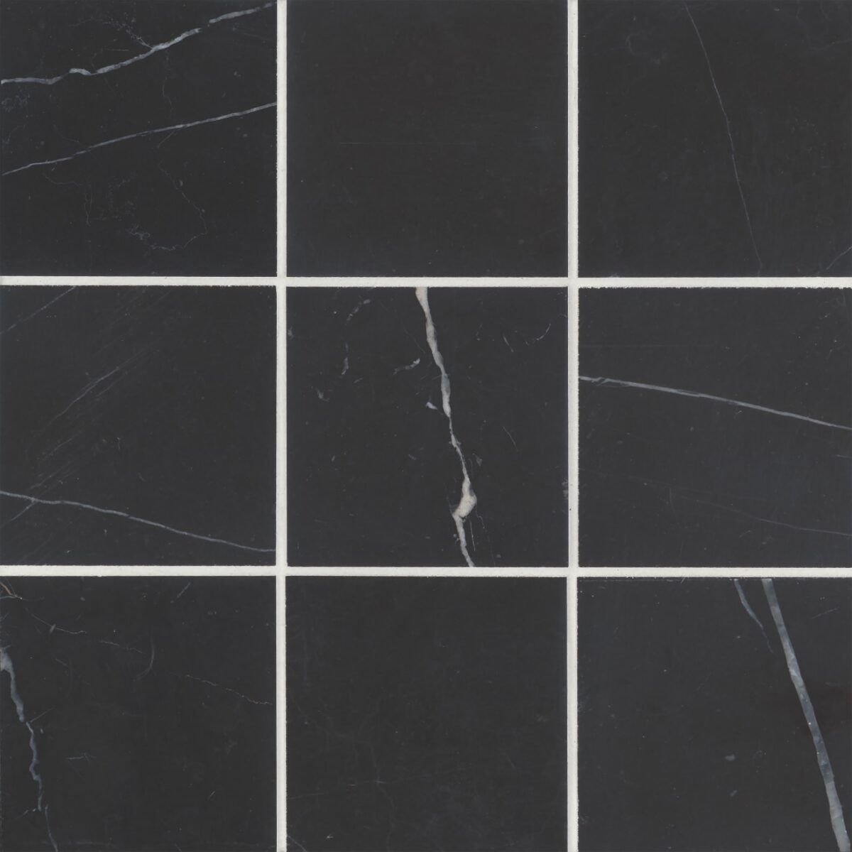 Monet Nero Marquina 4" x 4" Floor & Wall Tile Honed