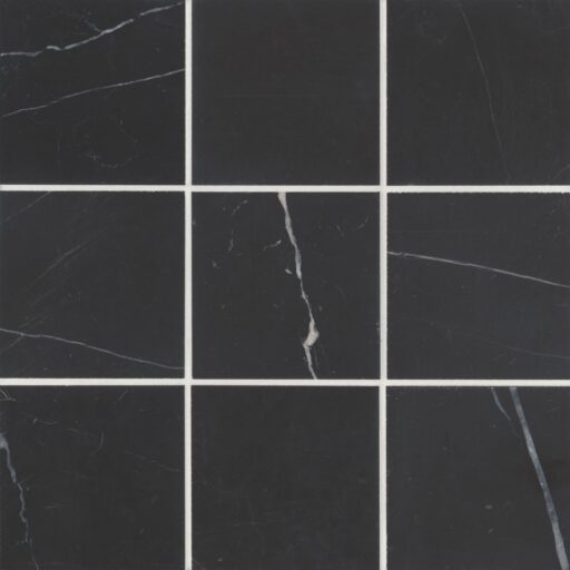 Monet Nero Marquina 4" x 4" Floor & Wall Tile Honed