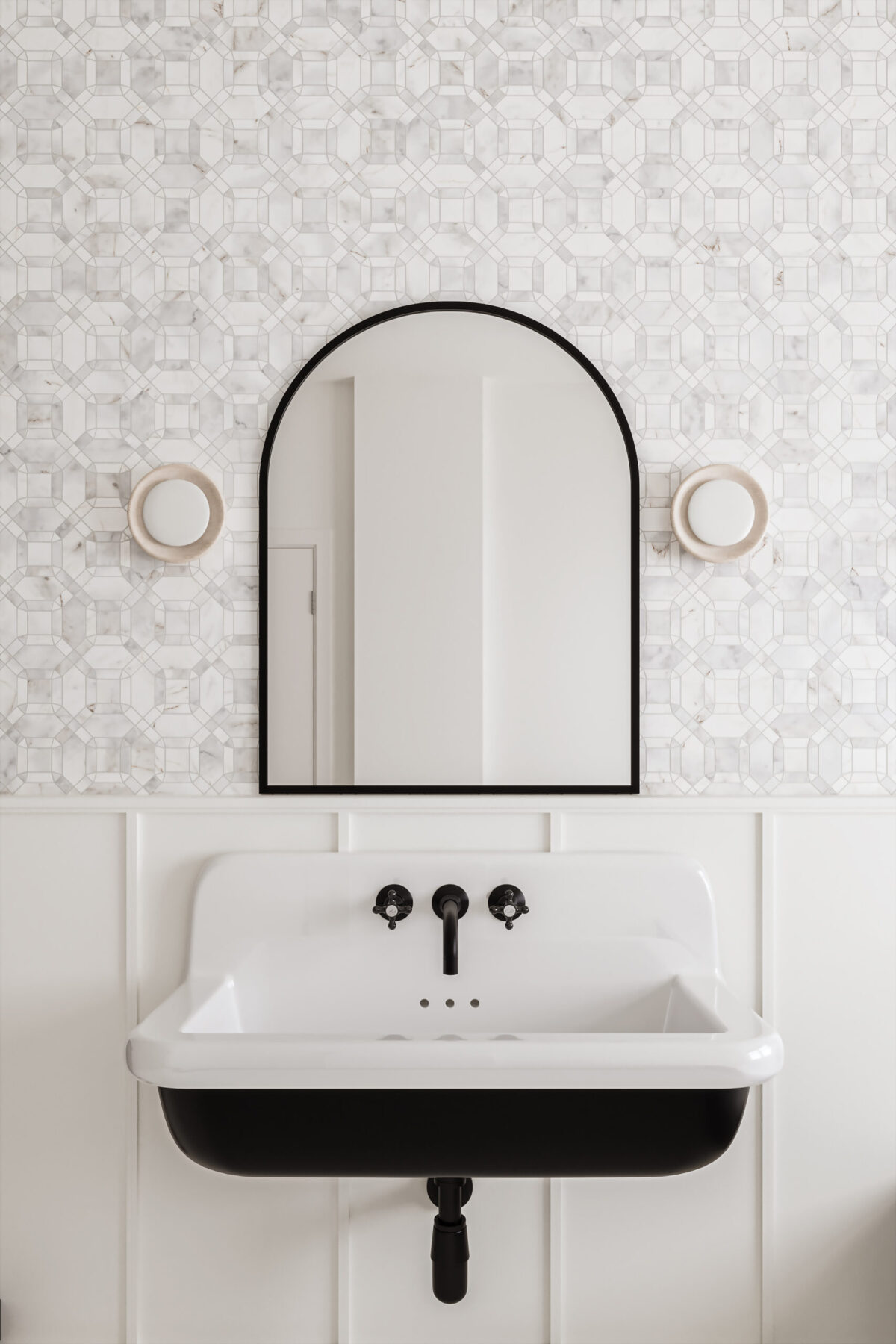 Monet Oriental White Mosaic 1 Honed - Image 2