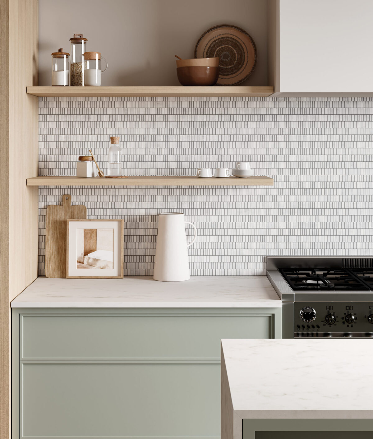 Monet Oriental White Mosaic 7 Honed - Image 3