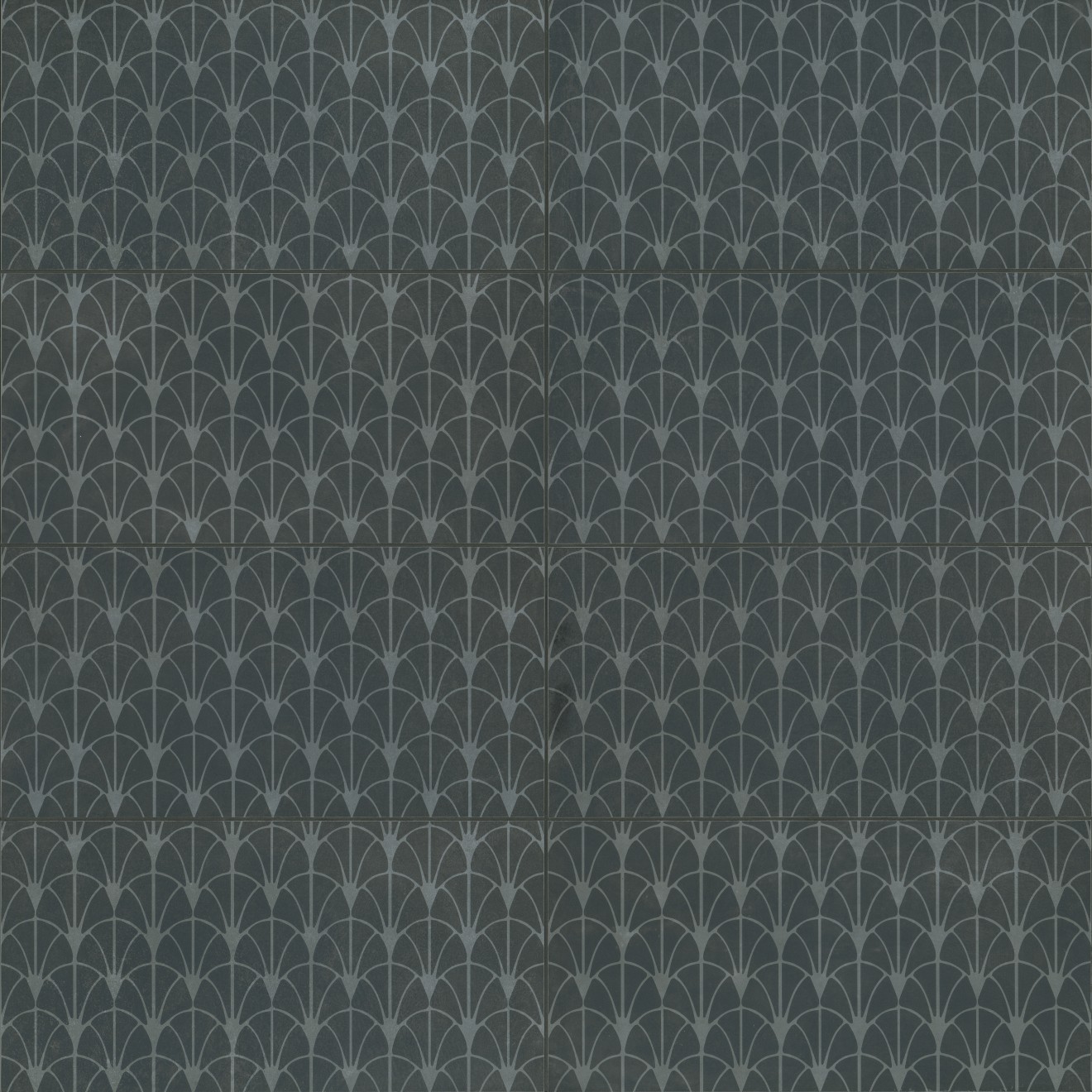 Wave 12" x 24" Honed Fan Deco Porcelain Tile in Coal