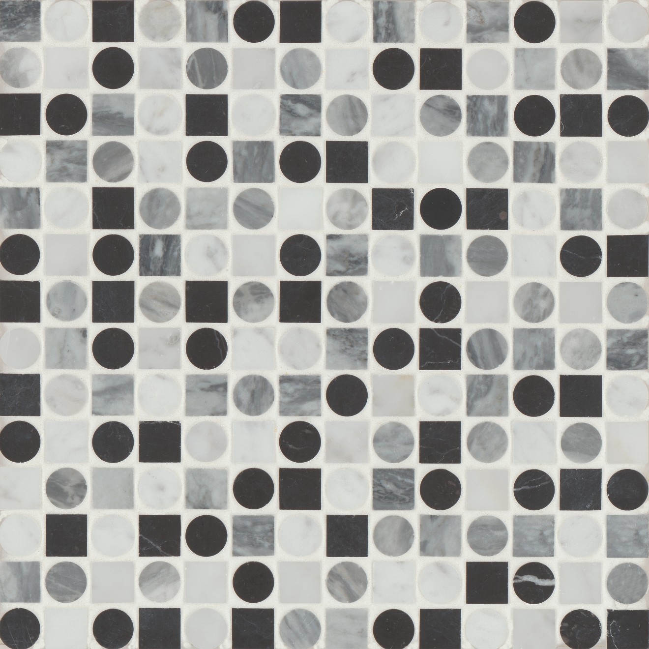 Modni Monroe Honed Marble Mosaic Tile in Cool Blend