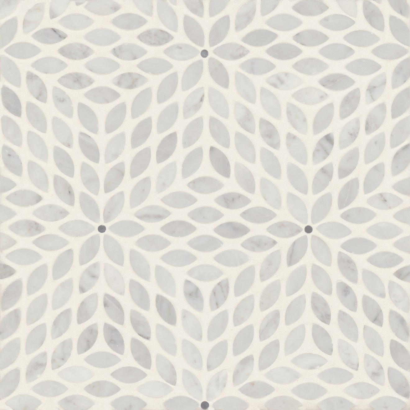 Celeste Honed Marble Blend Mosaic Tile in White Carrara & Bardiglio