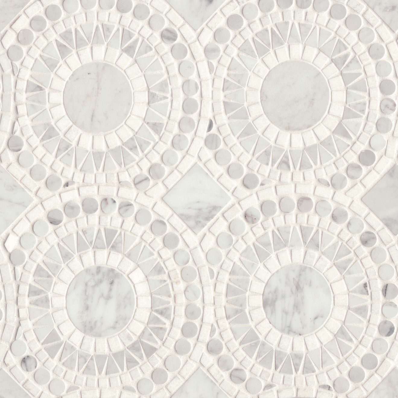 Solis Honed Marble Blend Mosaic Tile in White Carrara & White Thassos