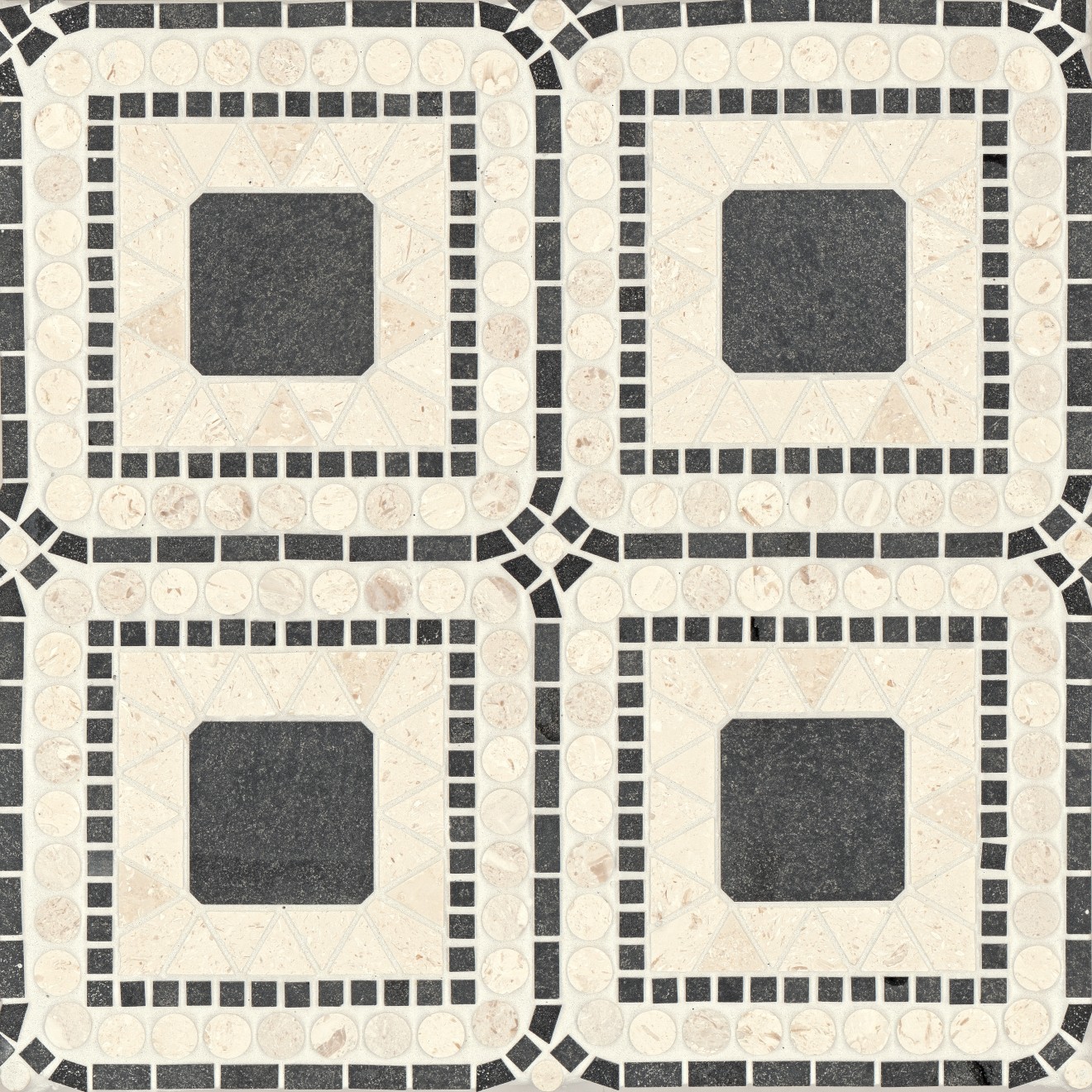 Atrium Honed Marble Blend Mosaic Tile in Myra Beige & Basalt