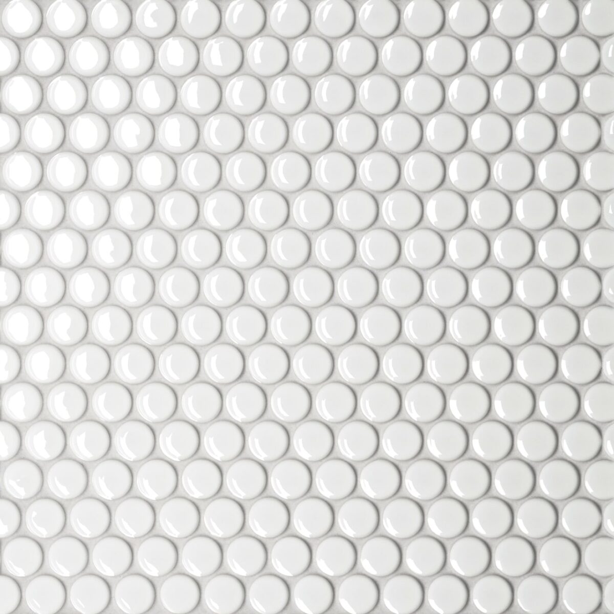 Le Cafe- 3/4 inch Penny Round Mosaic White Gloss