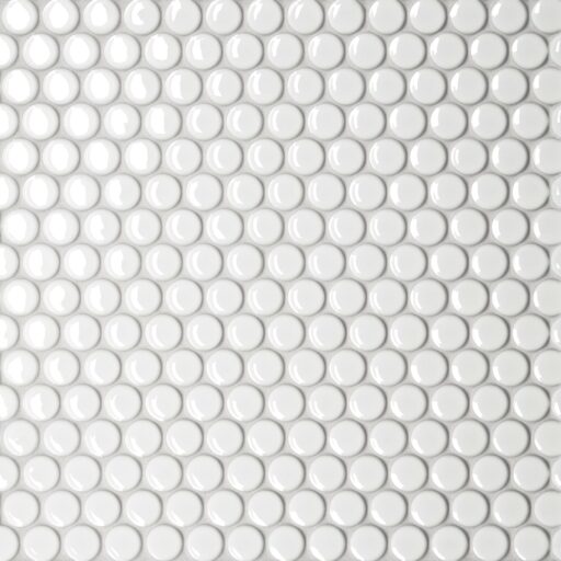 Le Cafe- 3/4 inch Penny Round Mosaic White Gloss