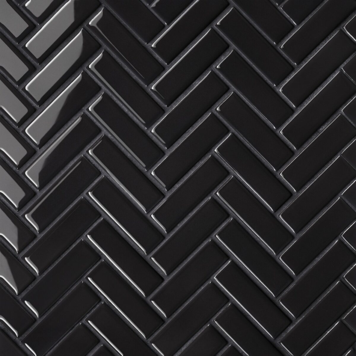 Le Cafe- 1x3 Herringbone Mosaic Black Gloss