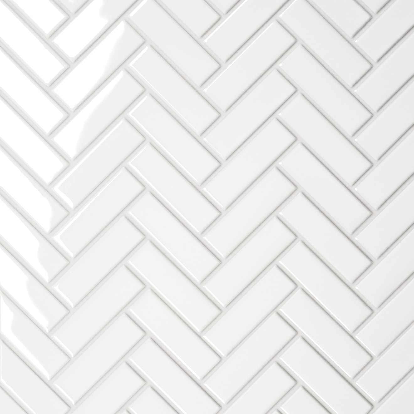 Le Cafe- 1x3 Herringbone Mosaic White Gloss