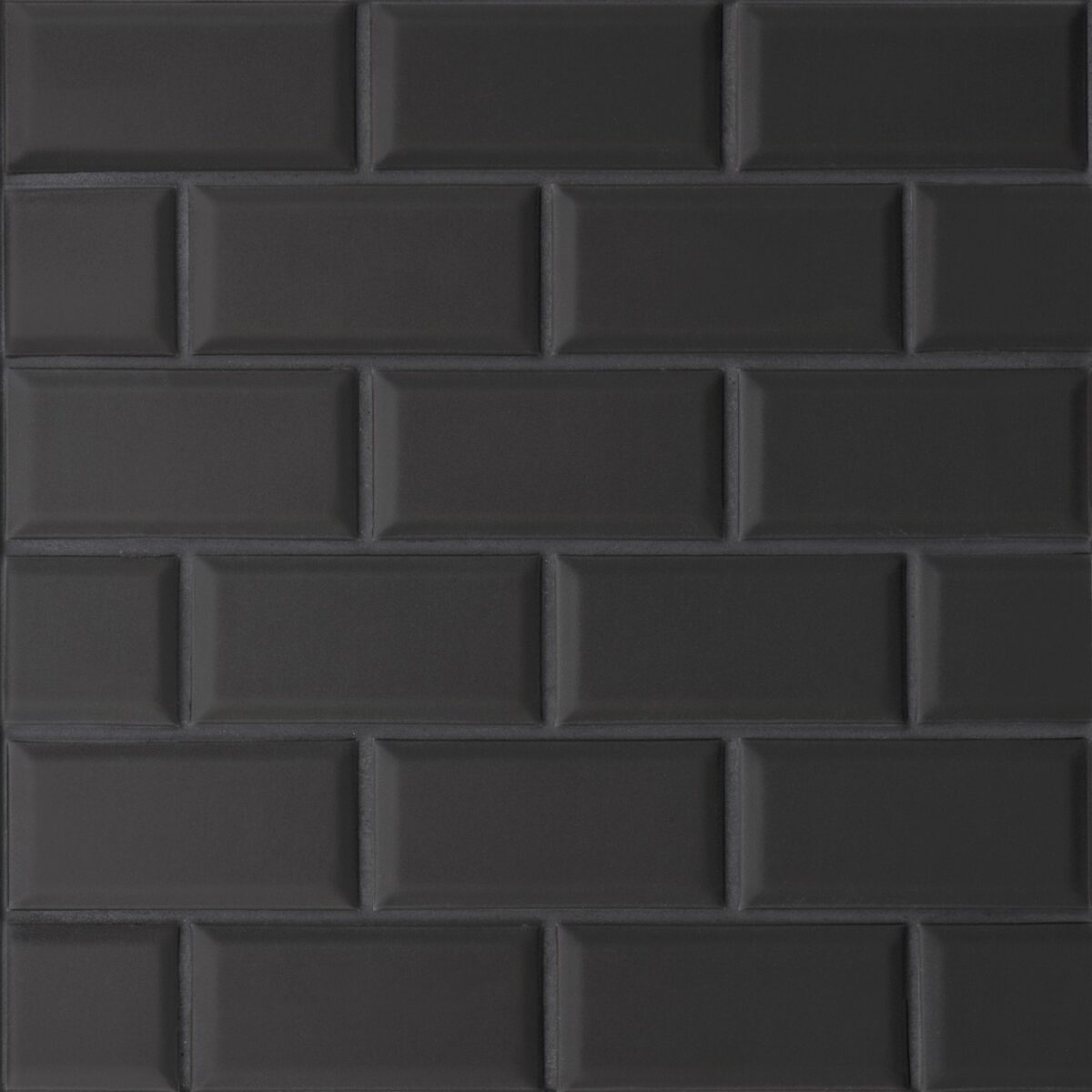 Le Cafe- 2x4 Bevel Off Set Mesh Mount Mosaic Black Matte