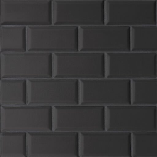 Le Cafe- 2x4 Bevel Off Set Mesh Mount Mosaic Black Matte