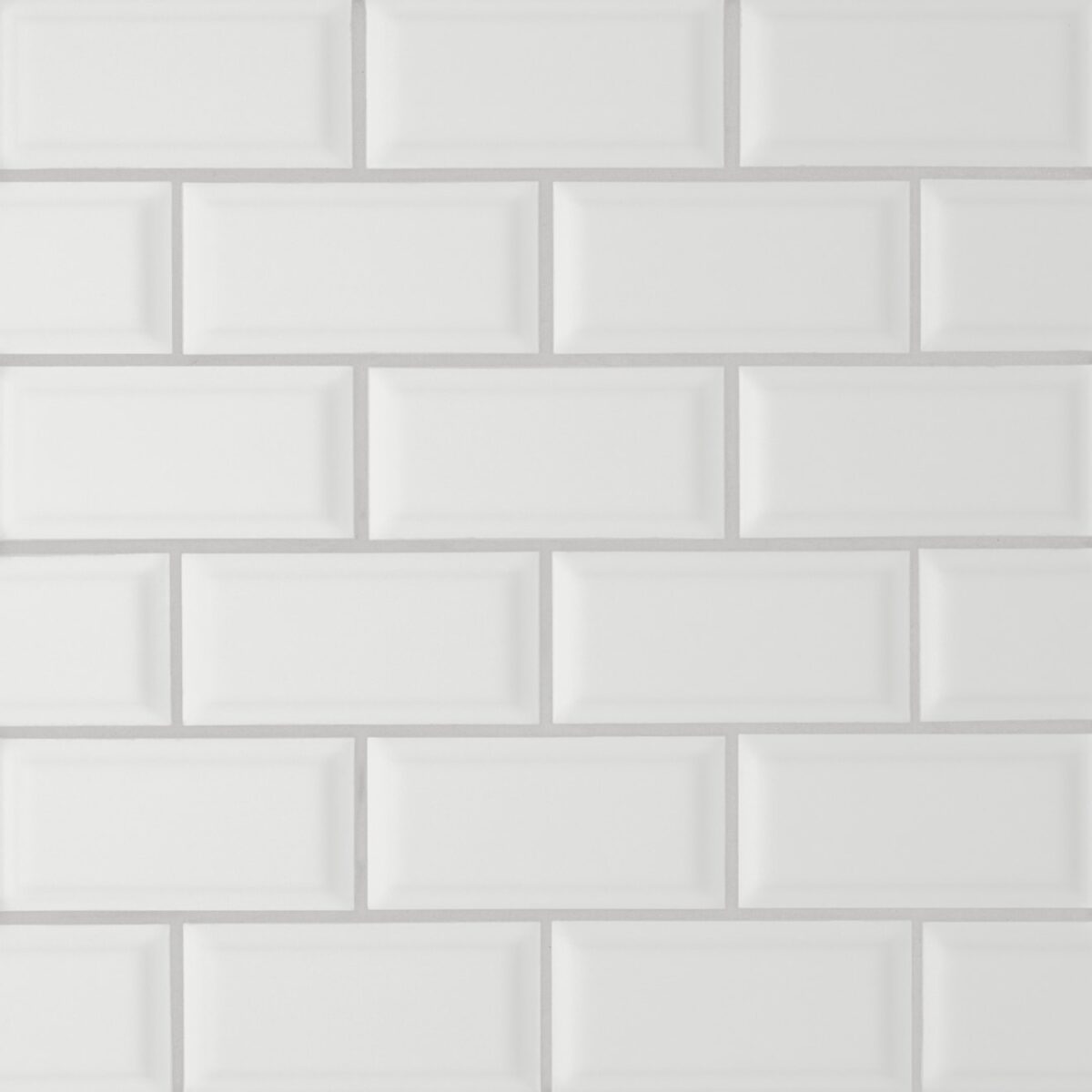 Le Cafe- 2x4 Bevel Off Set Mesh Mount Mosaic White Matte