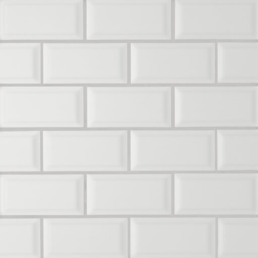 Le Cafe- 2x4 Bevel Off Set Mesh Mount Mosaic White Matte