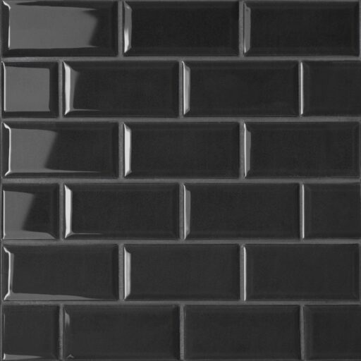 Le Cafe- 2x4 Bevel Off Set Mesh Mount Mosaic Black Gloss