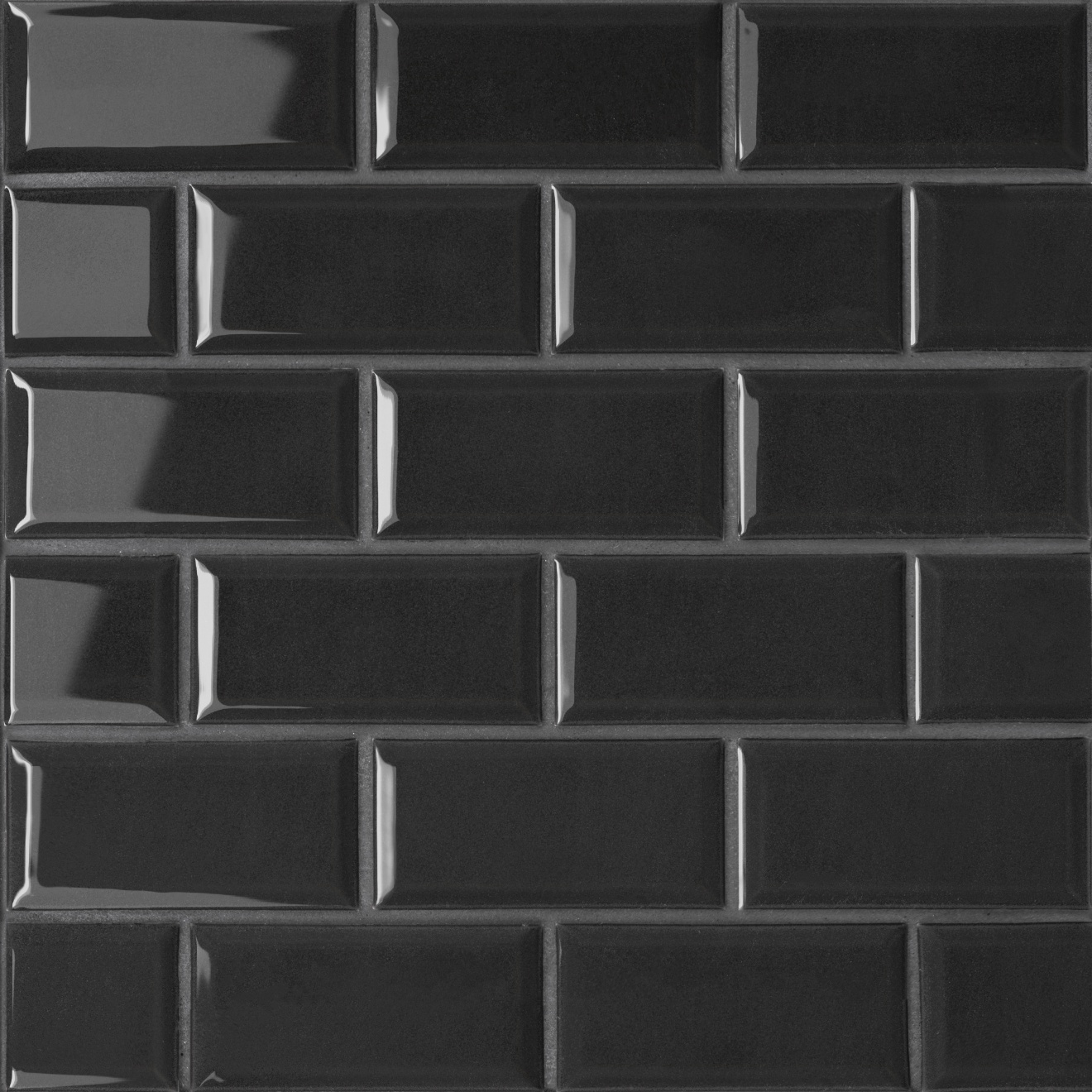 Le Cafe- 2x4 Bevel Off Set Mesh Mount Mosaic Black Gloss