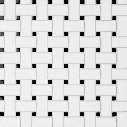 Le Cafe -Basket Weave Mosaic White/Black Matte W/Gloss Dot