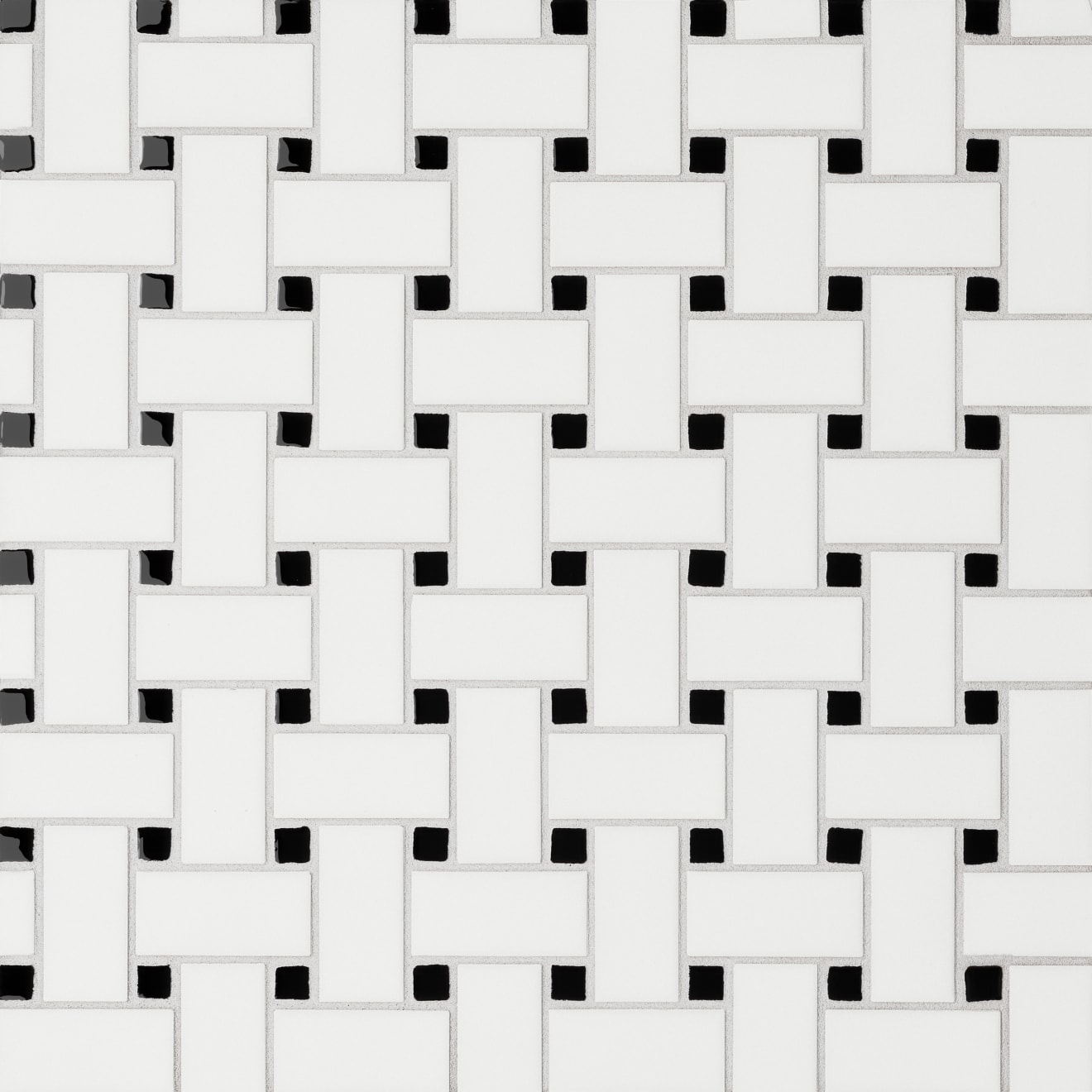 Le Cafe -Basket Weave Mosaic White/Black Matte W/Gloss Dot