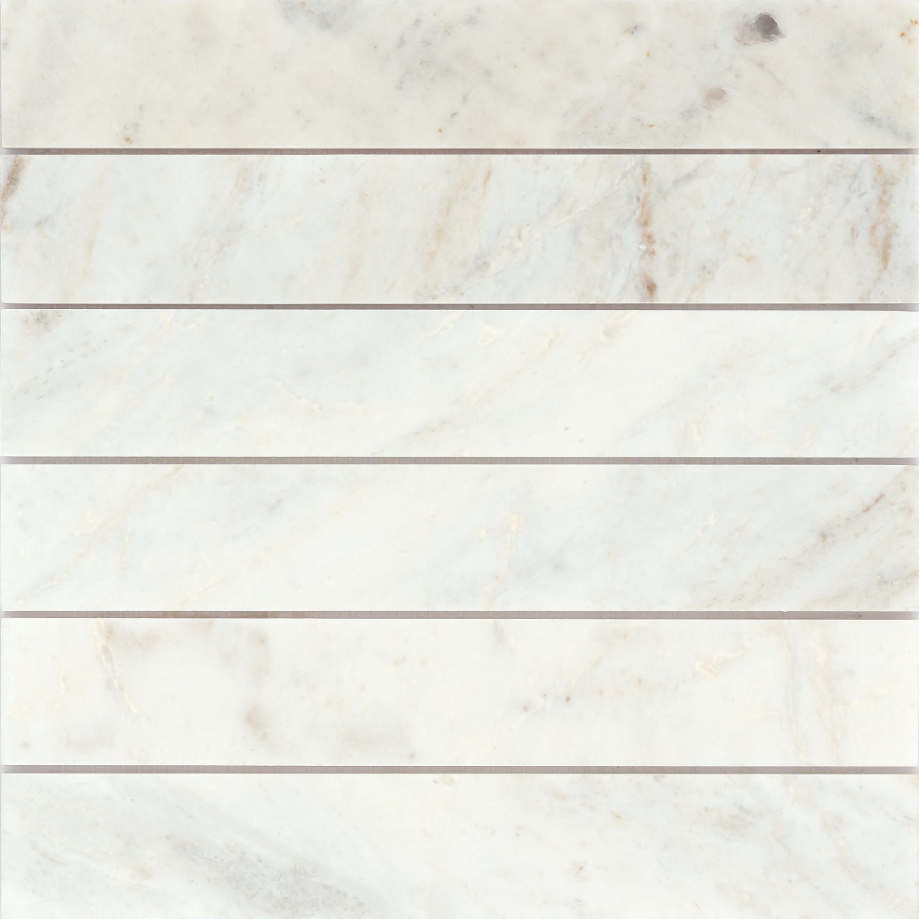 Glorious White 2" x 12" Straight Stacked Honed Marble Mosaic Tile in White