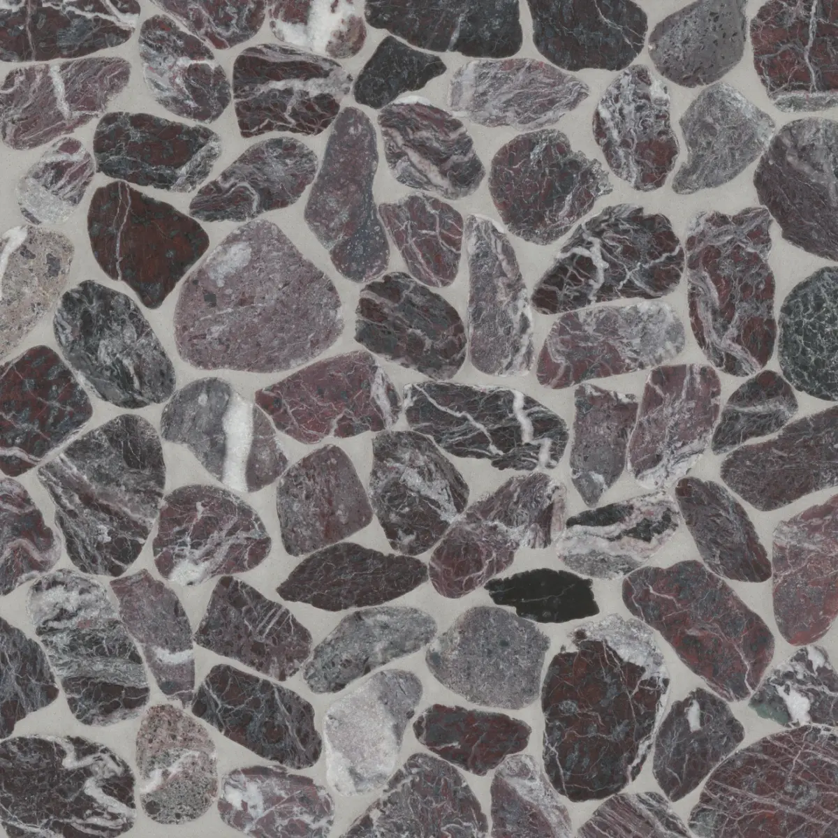 Waterbrook Medium Sliced Pebble Mosaic in Rosso Levanto