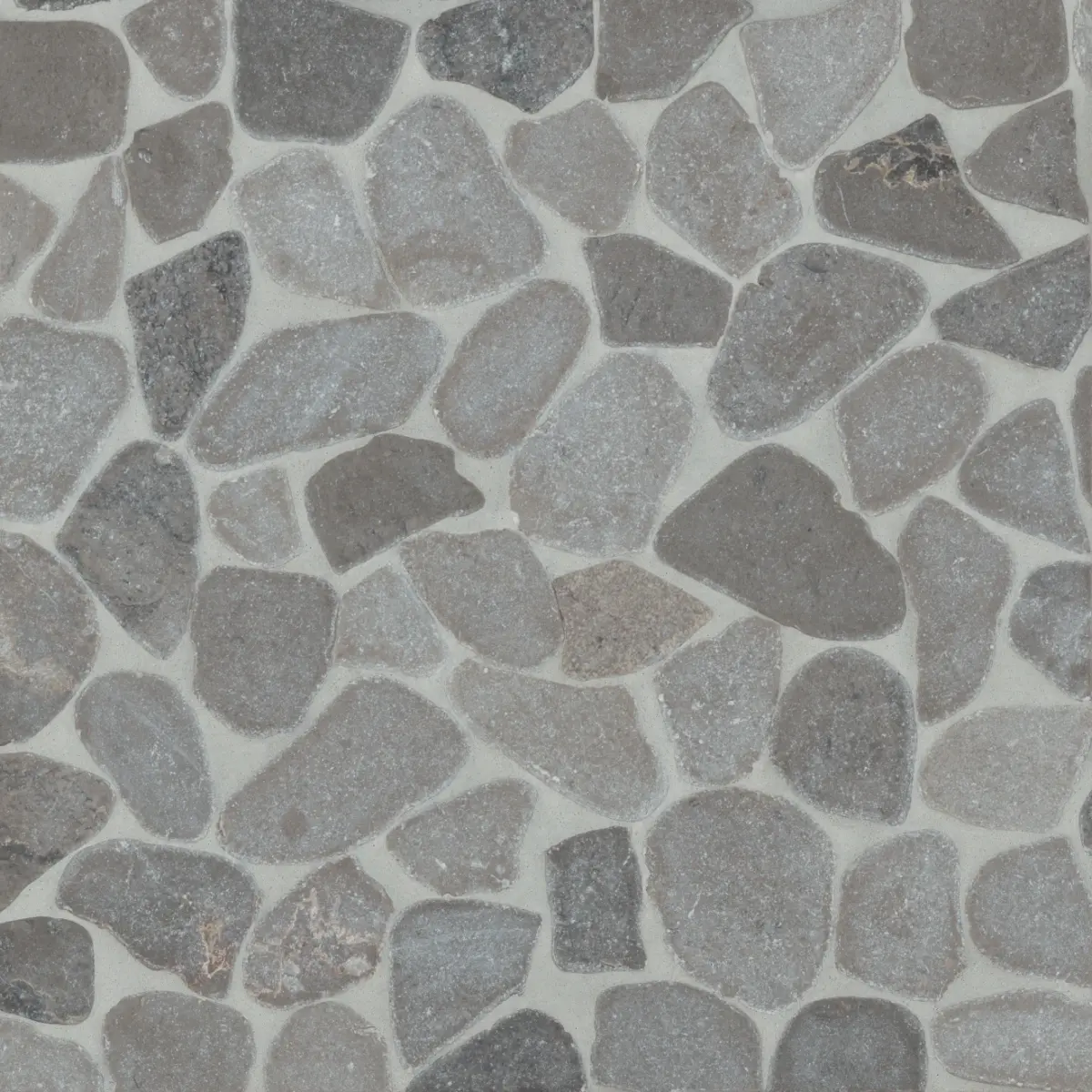 Waterbrook Medium Sliced Pebble Mosaic in Pewter Grey