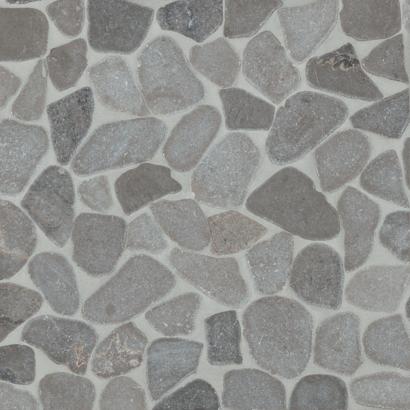 Waterbrook Medium Sliced Pebble Mosaic in Pewter Grey
