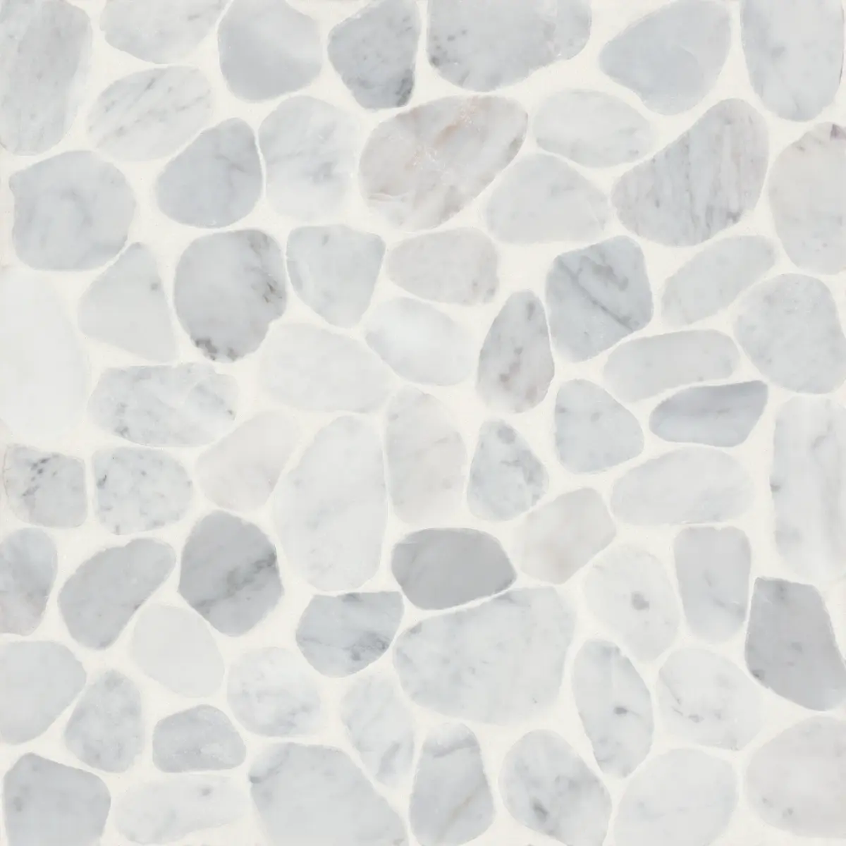 Waterbrook Medium Sliced Pebble Mosaic in White Carrara