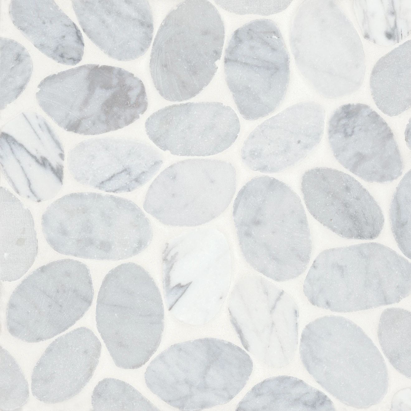 Waterbrook Jumbo Tumbled Pebble Mosaic in White Carrara