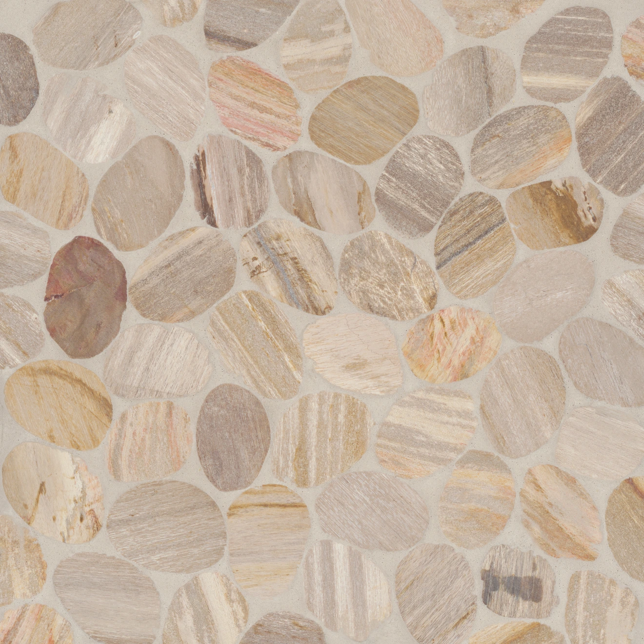 Waterbrook Medium Tumbled Pebble Mosaic in Fossil Wood