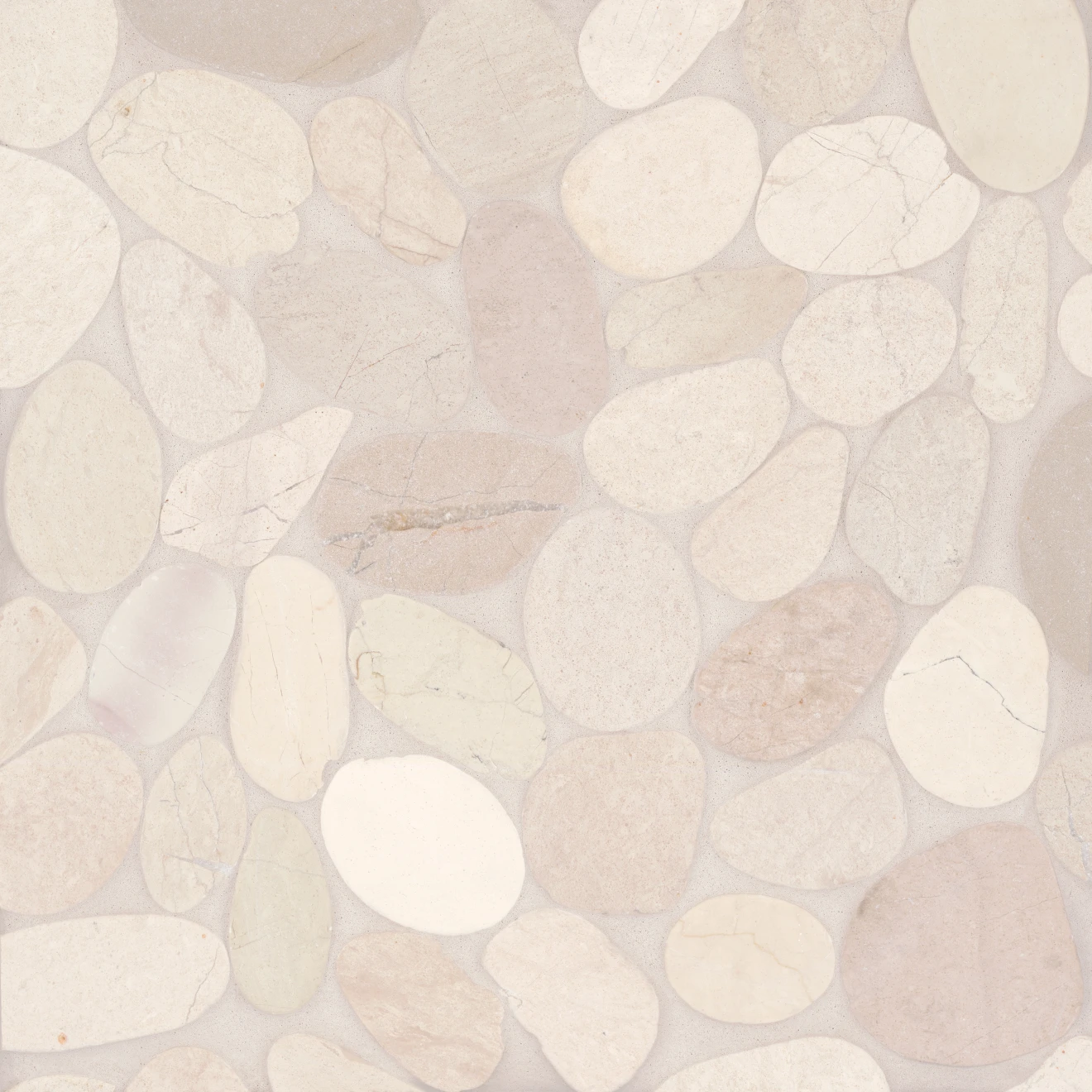 Waterbrook Jumbo Sliced Pebble Mosaic in White