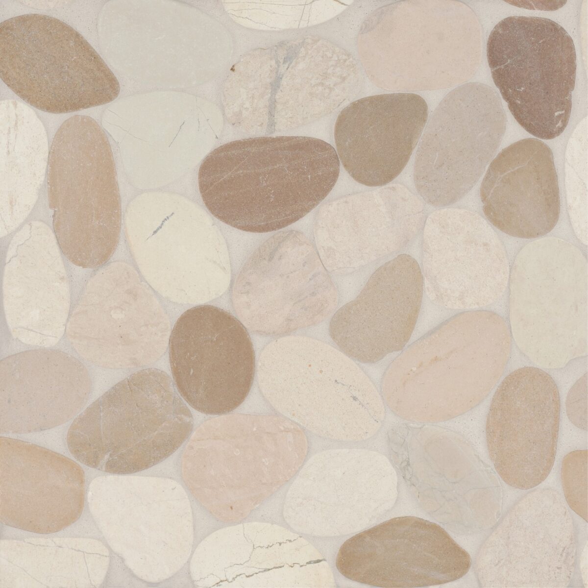 Waterbrook Jumbo Sliced Pebble Mosaic in White & Tan