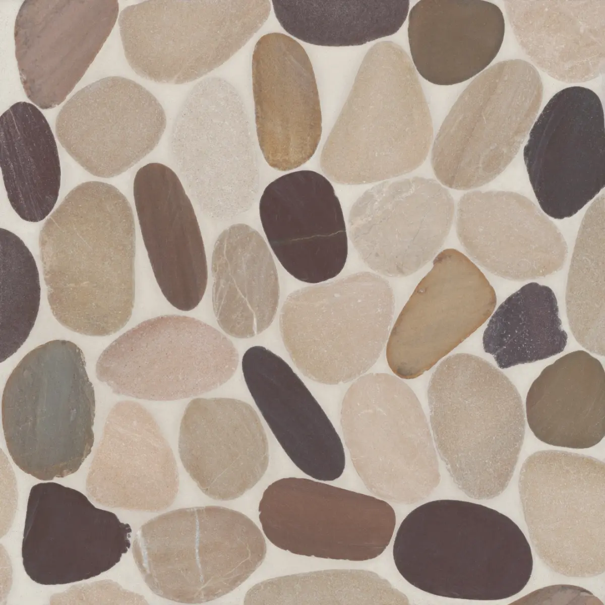 Waterbrook Jumbo Sliced Pebble Mosaic in Tan, Brown & Cherry