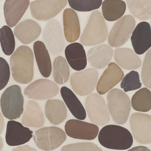 Waterbrook Jumbo Sliced Pebble Mosaic in Tan, Brown & Cherry
