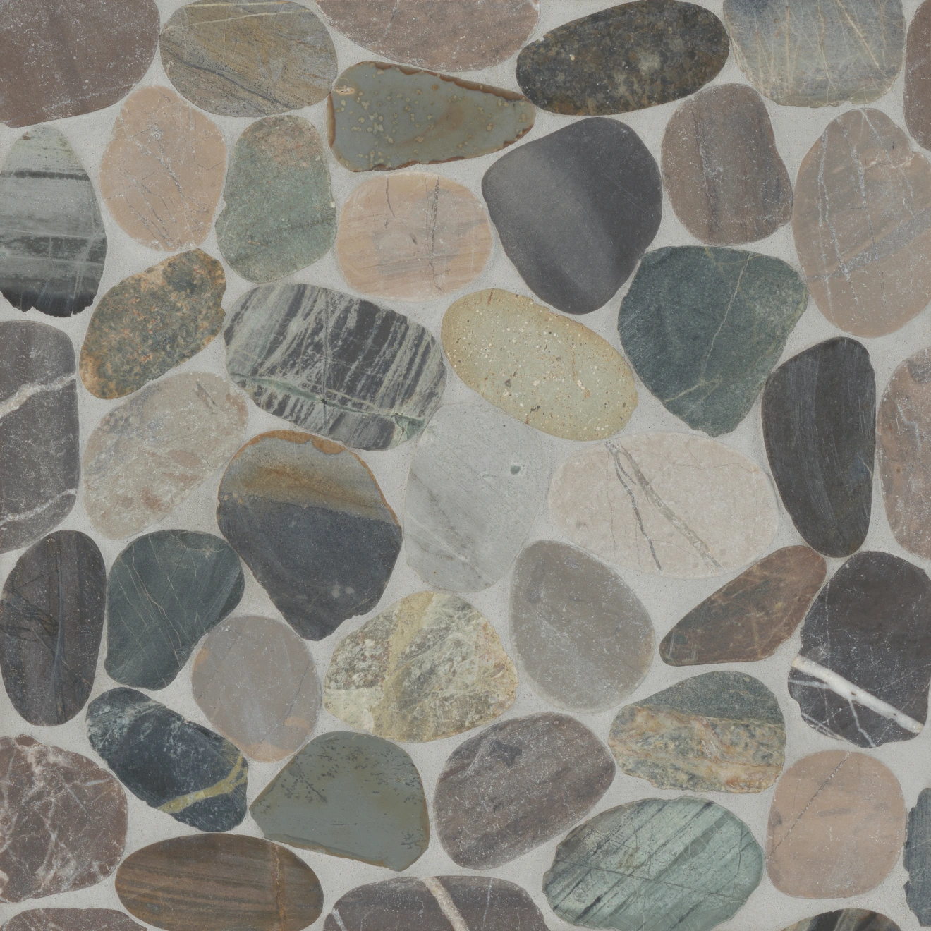 Waterbrook Jumbo Sliced Pebble Mosaic in Grey Mix