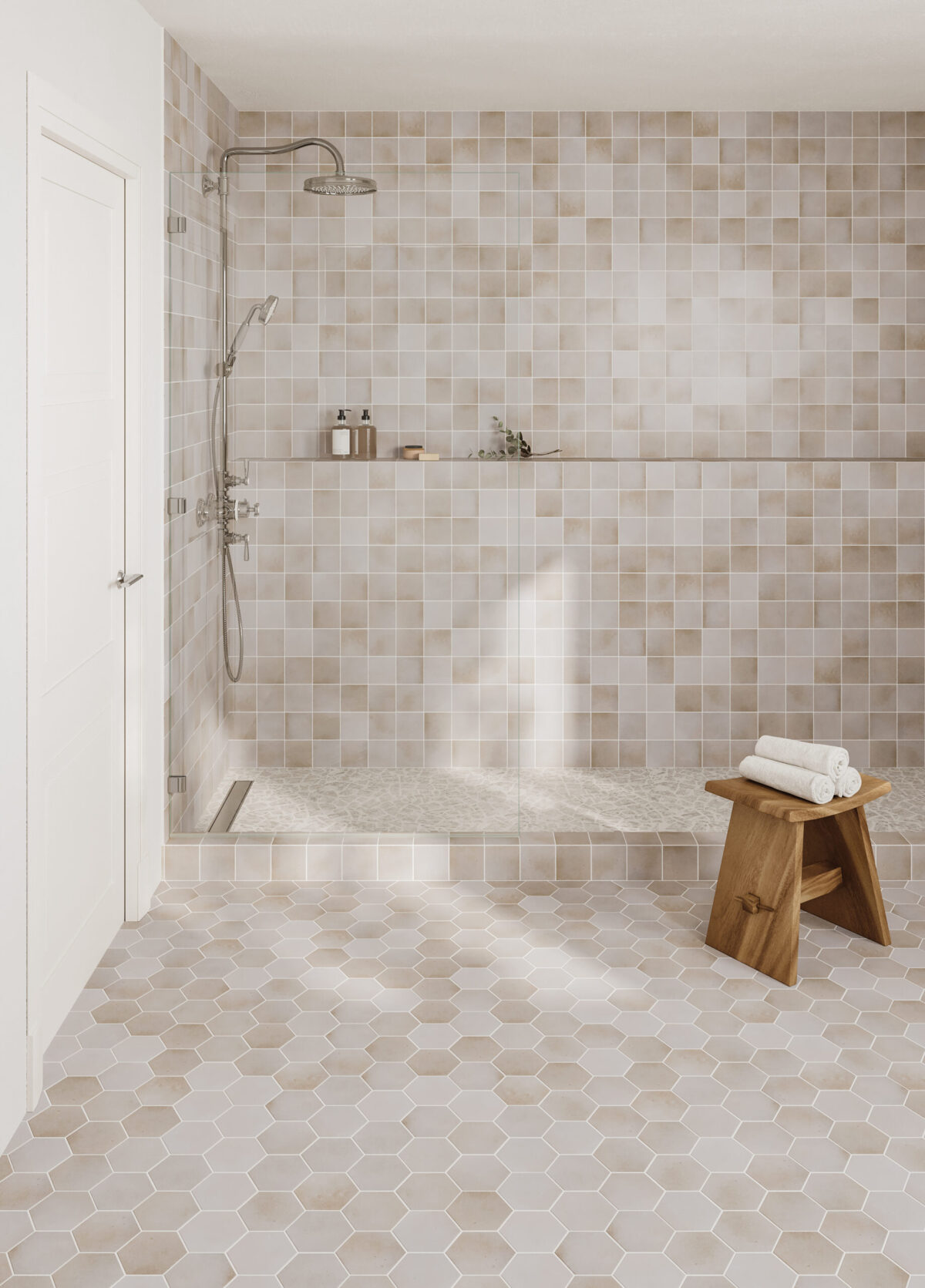 Celine Hexagon Field Tile Taupe Matte - Image 2