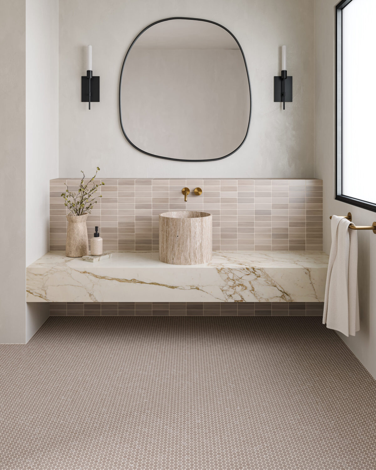 Marin 3/4 inch Penny Mosaic Matte Coastal Cliff - Image 2