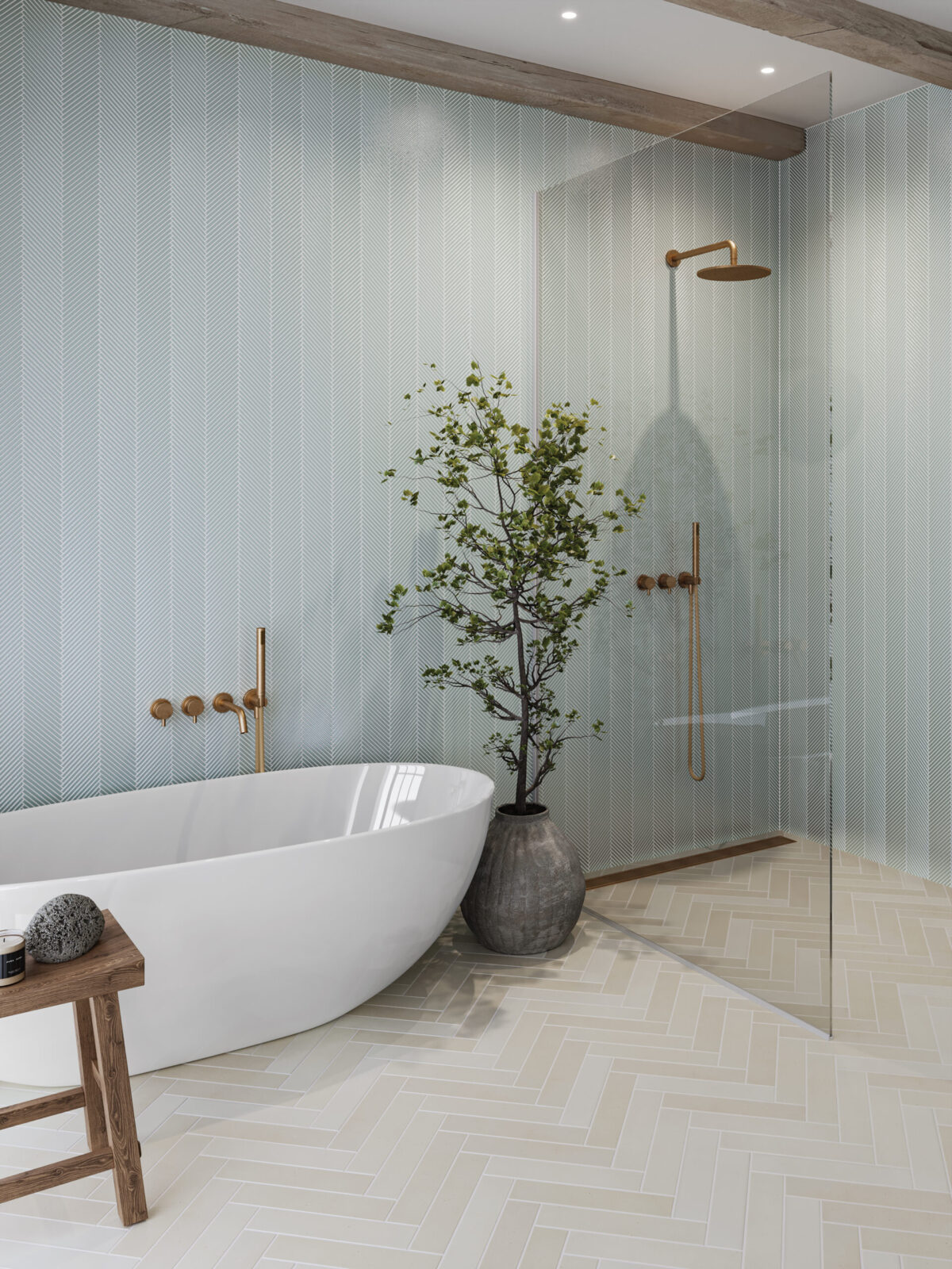 Kaikos Skinny Chevron All Glass Mosaic Blue Matte - Image 2